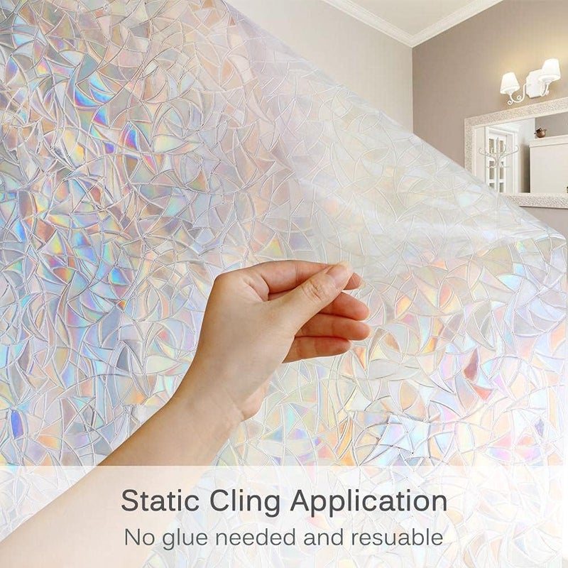 Volcanics Condition adaptive build Window Privacy Film Static Clings Vinyl 3D Decals, Stickers Rainbow Film for Glass Door Heat Control Anti UV 17.5 x 78.7 Inches Intercity storage hub - Image 5