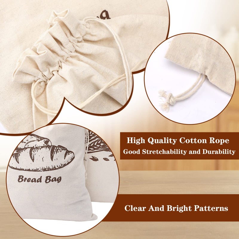 Augshy Linen Bread Bags for Homemade Bread Container, 4 Pcs 17.5 X11.5 Inches Unbleached & Reusable Bread Storage, Natural Large Storage for Artisan Bread - Image 3