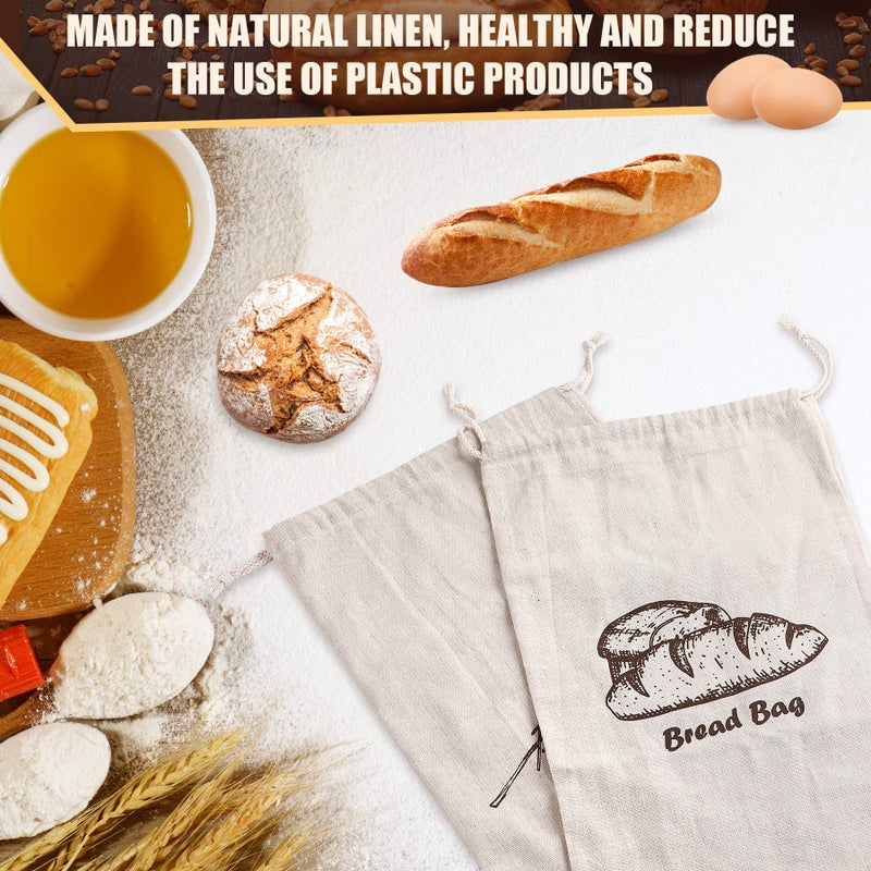 Augshy Linen Bread Bags for Homemade Bread Container, 4 Pcs 17.5 X11.5 Inches Unbleached & Reusable Bread Storage, Natural Large Storage for Artisan Bread - Image 5
