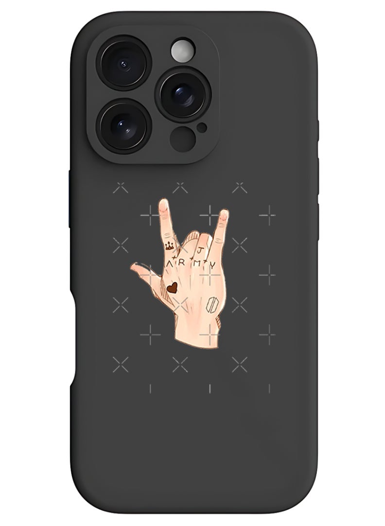 Theodor iPhone 16 Pro Black Protective Slim Fit Case Liquid Silicone Cover with Full Body Protection Anti-Scratch Shockproof Case For iPhone - Army - Image 1