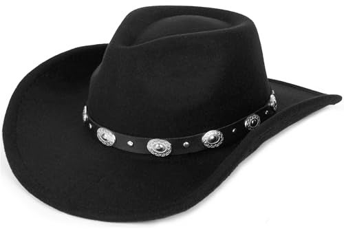 Eohak Shapeable Western Cowboy Hat for Men Women Fedoras Wool Cap Felt Cowgirl Jazz Hats with Silver Canyon M-L - Image 1
