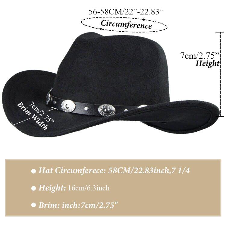 Eohak Shapeable Western Cowboy Hat for Men Women Fedoras Wool Cap Felt Cowgirl Jazz Hats with Silver Canyon M-L - Image 3