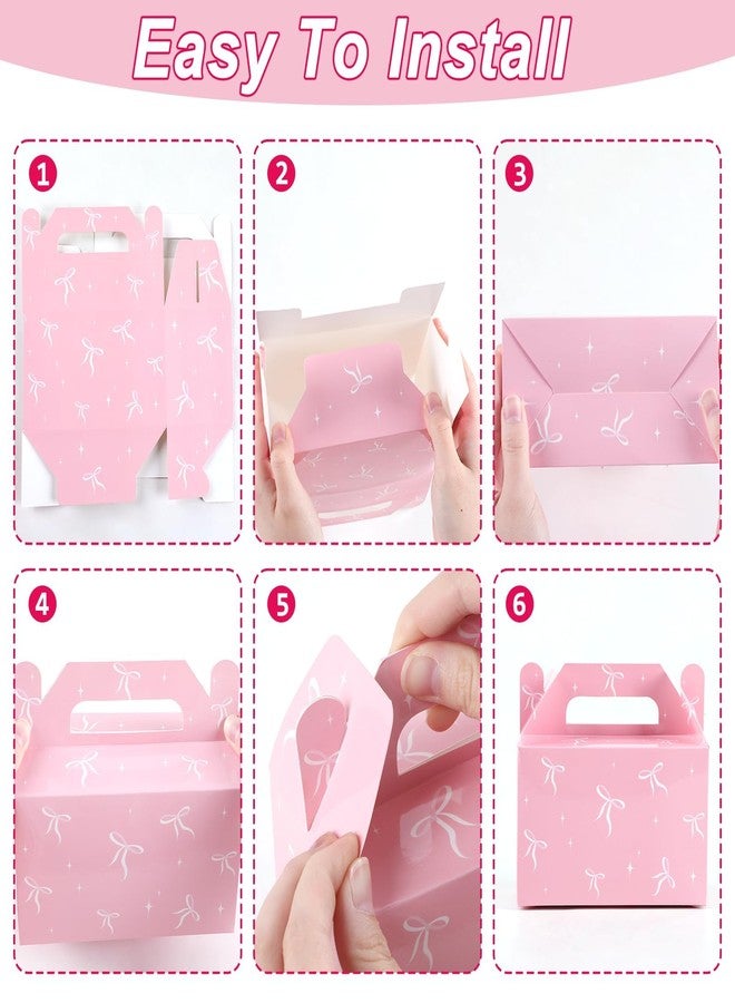Justforjoyful 12 Pcs Pink Bow Treat Boxes for Birthday, Bachelorette, Engagement & Baby Shower Party Decoration Coquette Bow Themed Treat Candy Box Home - Image 4