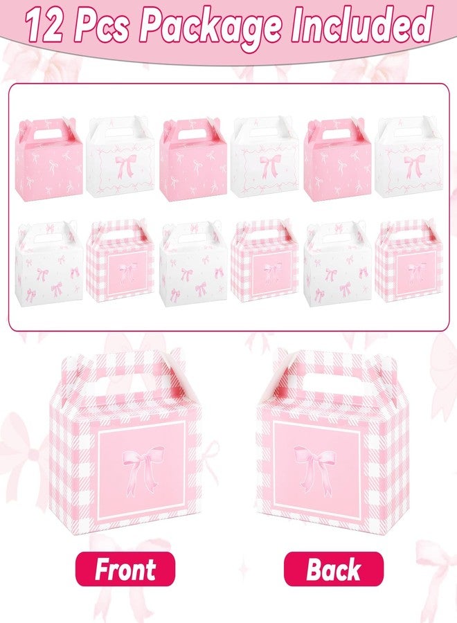 Justforjoyful 12 Pcs Pink Bow Treat Boxes for Birthday, Bachelorette, Engagement & Baby Shower Party Decoration Coquette Bow Themed Treat Candy Box Home - Image 2