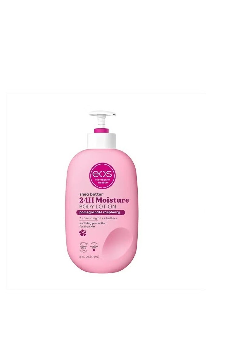EOS Shea Better Body Lotion- Pomegranate Raspberry, 24-Hour Moisture Skin Care, Lightweight & Non-Greasy, Made with Natural Shea, Vegan, 16 fl oz - Image 1