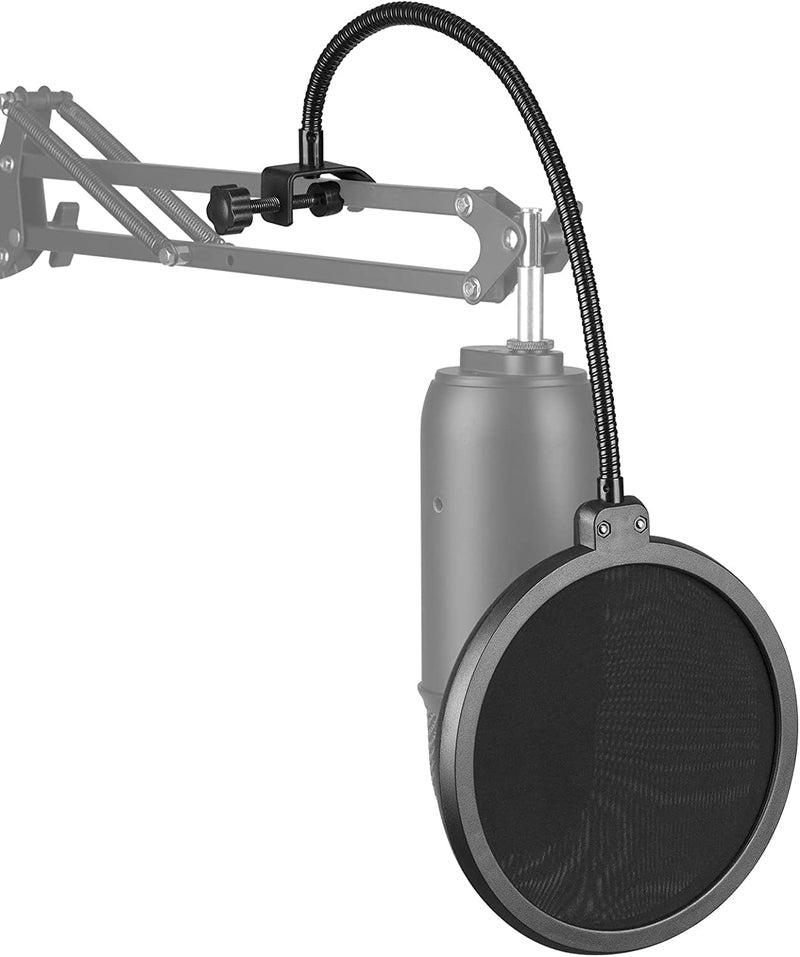 Audio Array AA-03 Double Layer Professional Pop Filter | Flexible 360° Free Angle Adjustable, Durable Windshield | Metal Gooseneck Stabilizing Arm Holder with 32cm Arm Length | Suitable for Recording. - Image 1