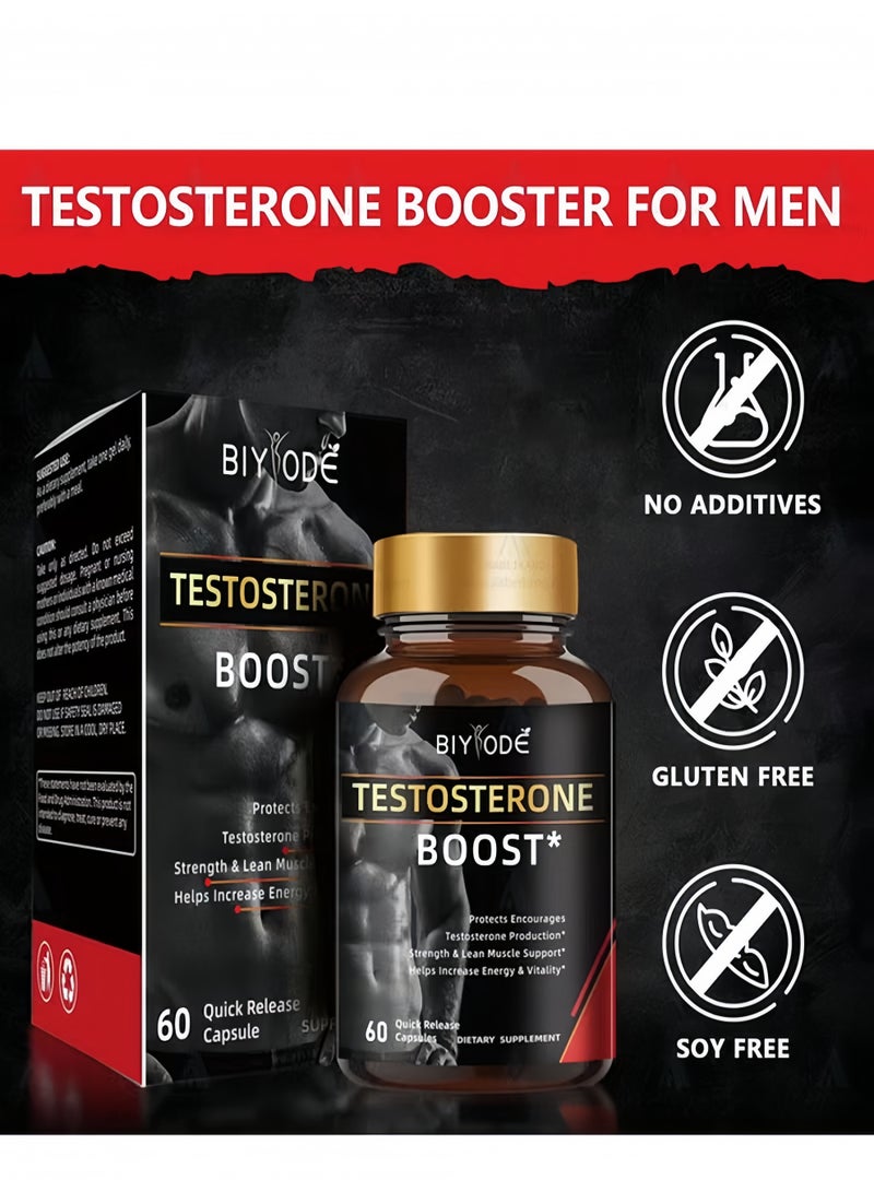 بيودي معزز التستوستيرون للرجال - مكمل غذائي لزيادة الطاقة والتحمل وتعزيز الحيوية والأداء، مكملات تمارين يومية للرجال - 60 حبة - Image 5