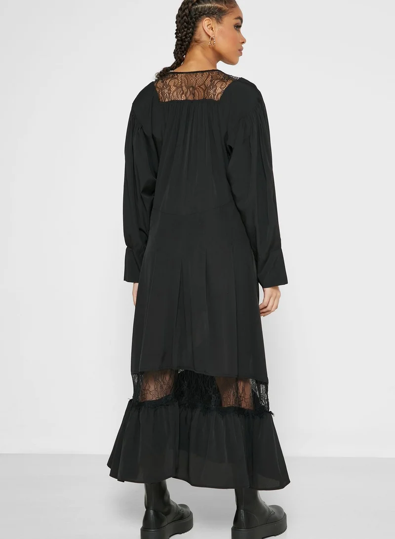 TOPSHOP Lace Trim Smock Dress