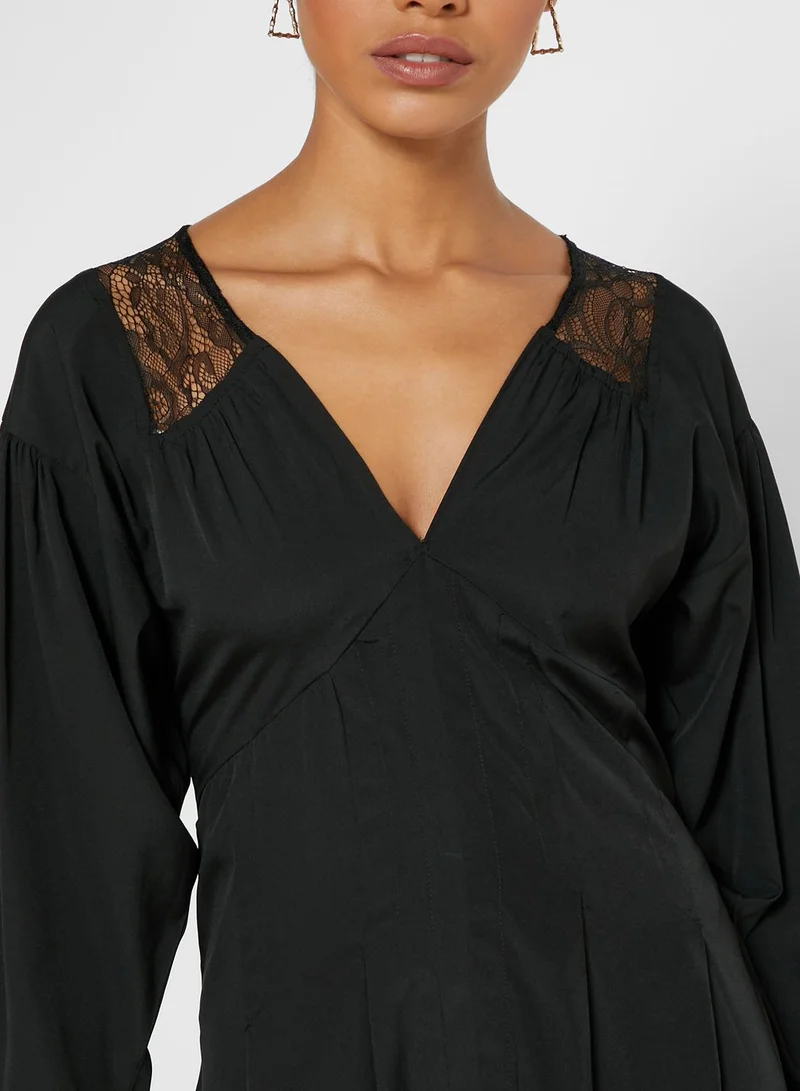 TOPSHOP Lace Trim Smock Dress