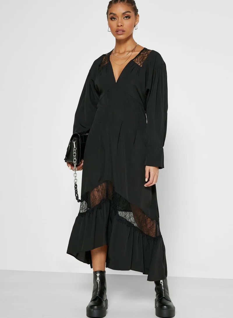 TOPSHOP Lace Trim Smock Dress