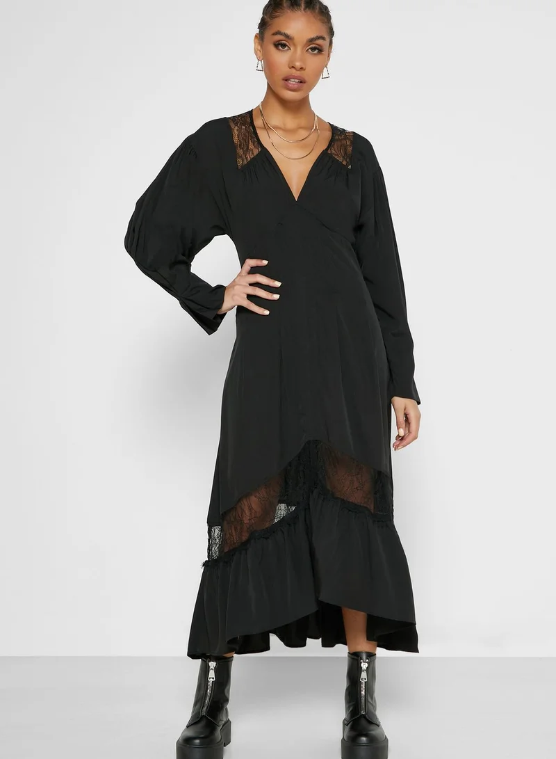 TOPSHOP Lace Trim Smock Dress