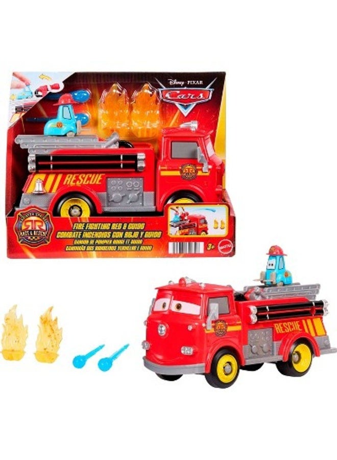 Disney مجموعة اللعب بيكسار سيارات سباق وإنقاذ رادياتور سبرينغز - سيارة الإطفاء الحمراء وغيدو (24.13 × 16 سم) - Image 1