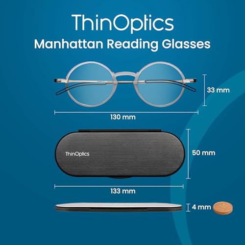 ThinOptics Unisex Adult Glasses Reading, Regular Case / Round Clear, 2.50 US - Image 3