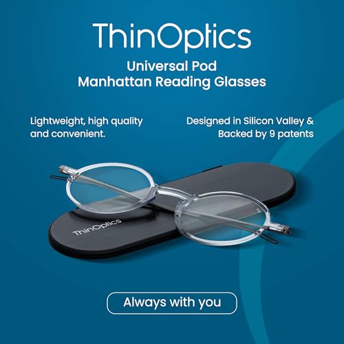 ThinOptics Unisex Adult Glasses Reading, Regular Case / Round Clear, 2.50 US - Image 2