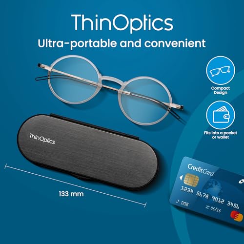 ThinOptics Unisex Adult Glasses Reading, Regular Case / Round Clear, 2.50 US - Image 4