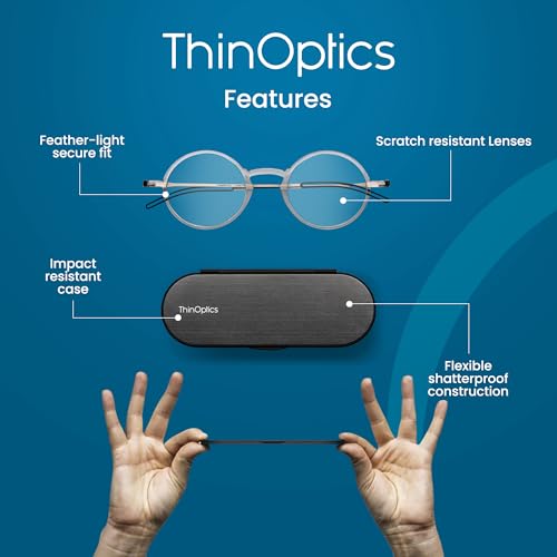 ThinOptics Unisex Adult Glasses Reading, Regular Case / Round Clear, 2.50 US - Image 5