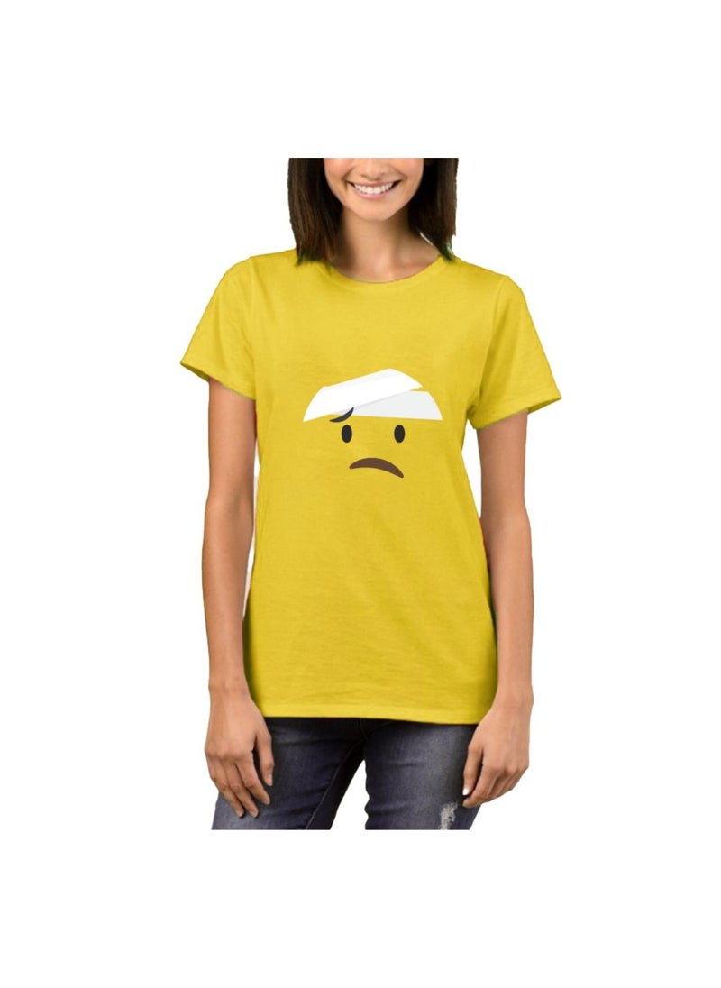 PRINTSHOP4ME - Adult Yellow Smiley Face T-Shirt Unisex Round Neck Short Sleeve Cotton T-Shirt-Soft And Comfortable Tshirt - Image 1