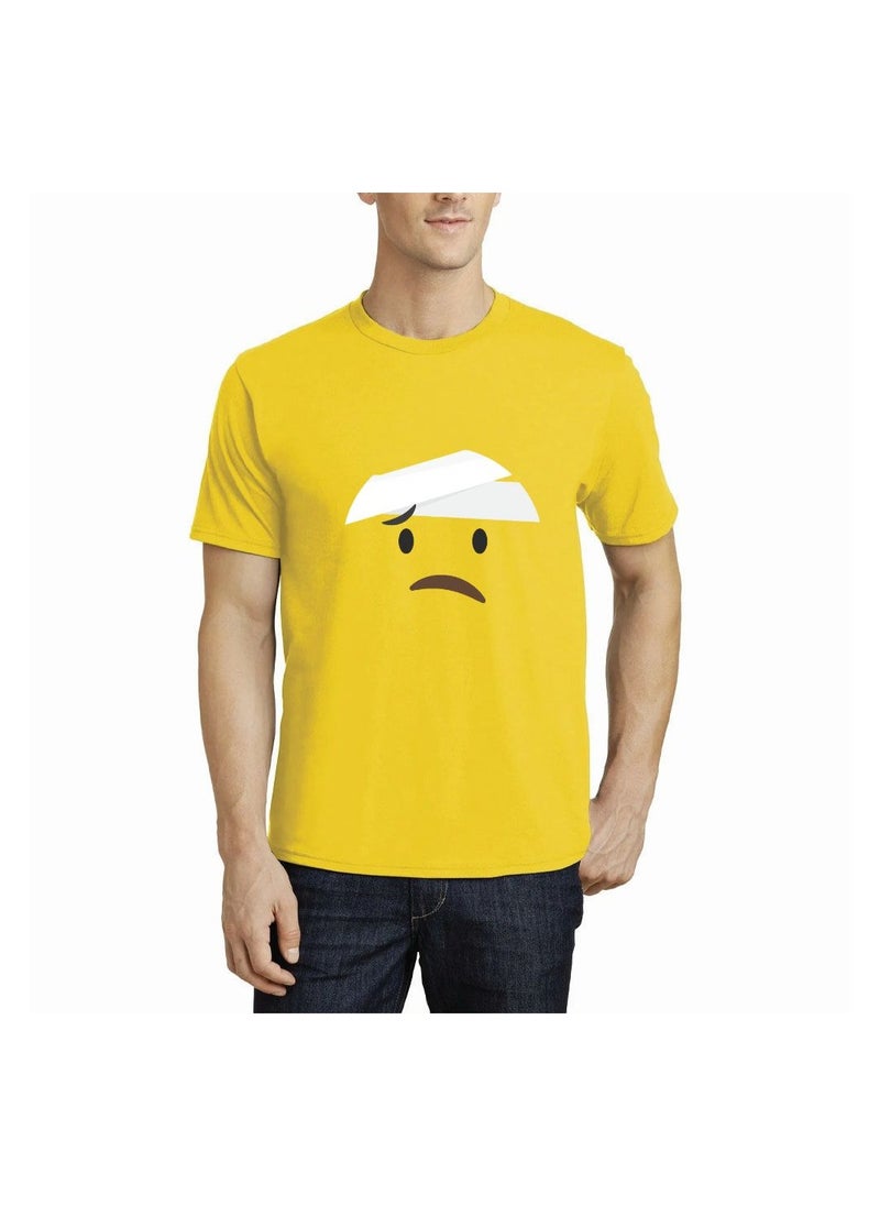 PRINTSHOP4ME - Adult Yellow Smiley Face T-Shirt Unisex Round Neck Short Sleeve Cotton T-Shirt-Soft And Comfortable Tshirt - Image 1