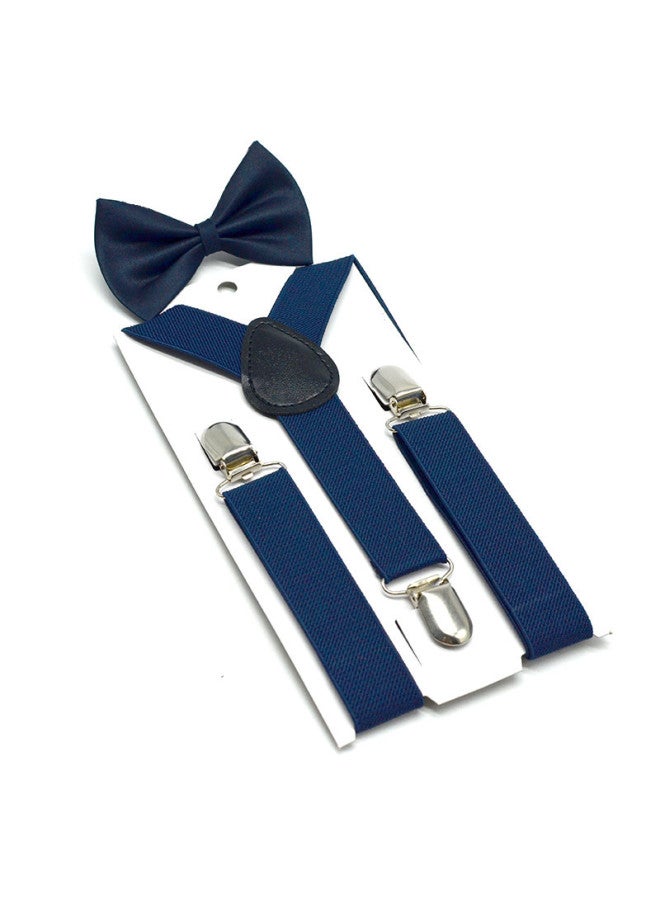 Boys And Girls Universal Solid Color 3 Clip Y-shaped Strap Bow Tie Set Children's Suspender + Bow Tie Baby Two-piece Set
