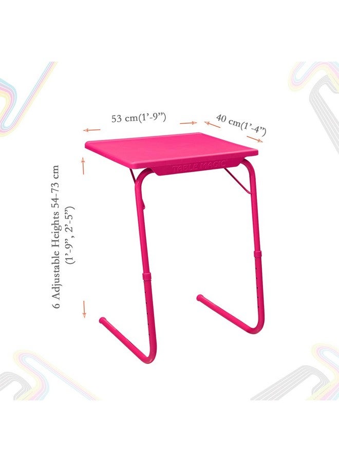 TABLE MAGIC Alloy Steel-Laptop Table Mat Finish,Lapdesk,Multipurpose Table,Utility Table,Height Adjustable Table,Work At Home Table,Study Table,Kids Study Table(Table Magic Hot Pink,Large),53 Cm - Image 2