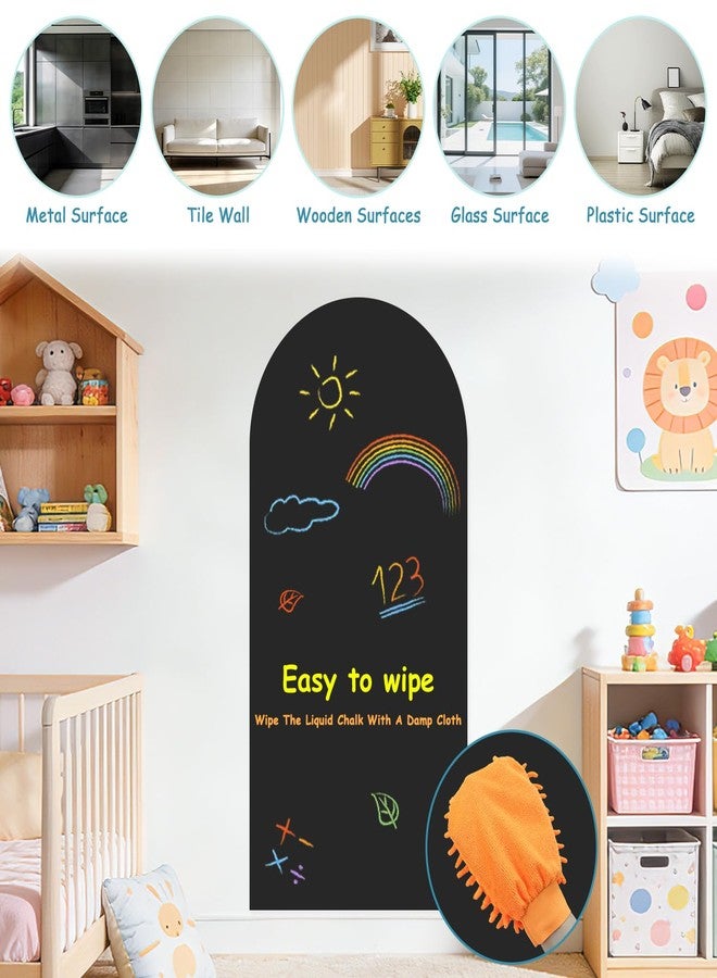 TPCSCH 39.3" x 17.5" Black Arch Magnetic Wall Decal Self-Adhesive Chalk Board Wallpaper for Playroom Peel and Stick Magnetic Wall Board with Starter Accessories Matte Finish Arch Wall Decal for Home School - Image 4