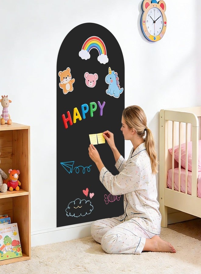 TPCSCH 39.3" x 17.5" Black Arch Magnetic Wall Decal Self-Adhesive Chalk Board Wallpaper for Playroom Peel and Stick Magnetic Wall Board with Starter Accessories Matte Finish Arch Wall Decal for Home School - Image 2
