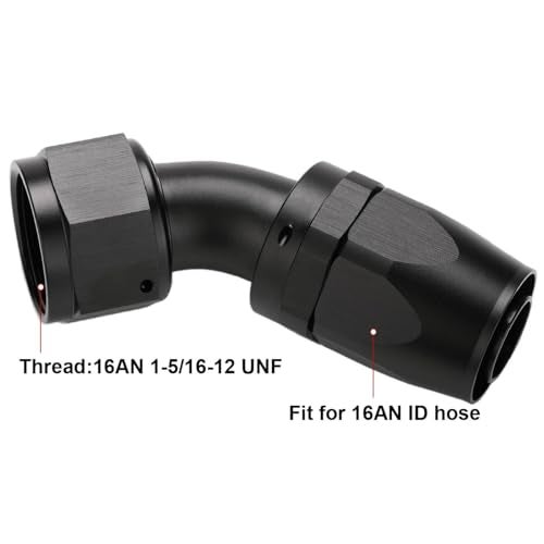 Podavelle 16AN 45 Degree Elbow Hose End Fitting Swivel Aluminum Black 2PCS - Image 3