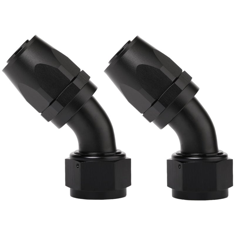 Podavelle 16AN 45 Degree Elbow Hose End Fitting Swivel Aluminum Black 2PCS - Image 2