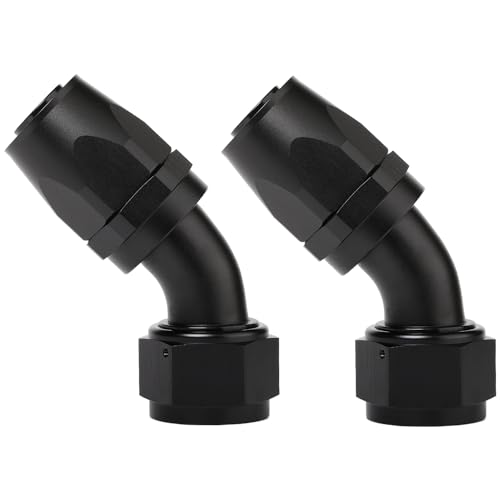 Podavelle 16AN 45 Degree Elbow Hose End Fitting Swivel Aluminum Black 2PCS - Image 1