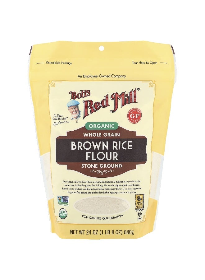 Bobs red mill Bob's Red Mill, Organic Brown Rice Flour, Whole Grain, 24 oz (680 g)  - Image 1