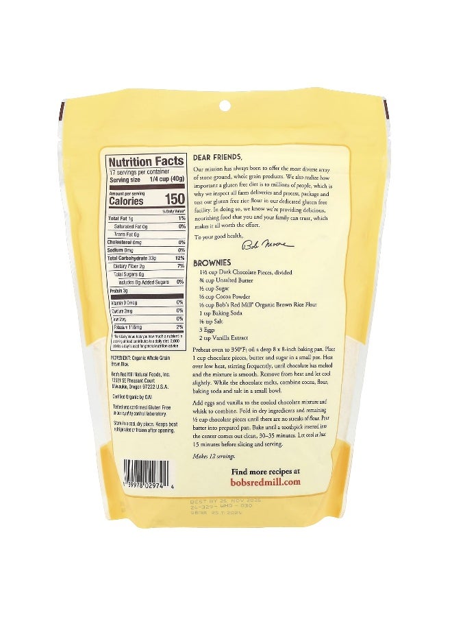 Bobs red mill Bob's Red Mill, Organic Brown Rice Flour, Whole Grain, 24 oz (680 g)  - Image 2