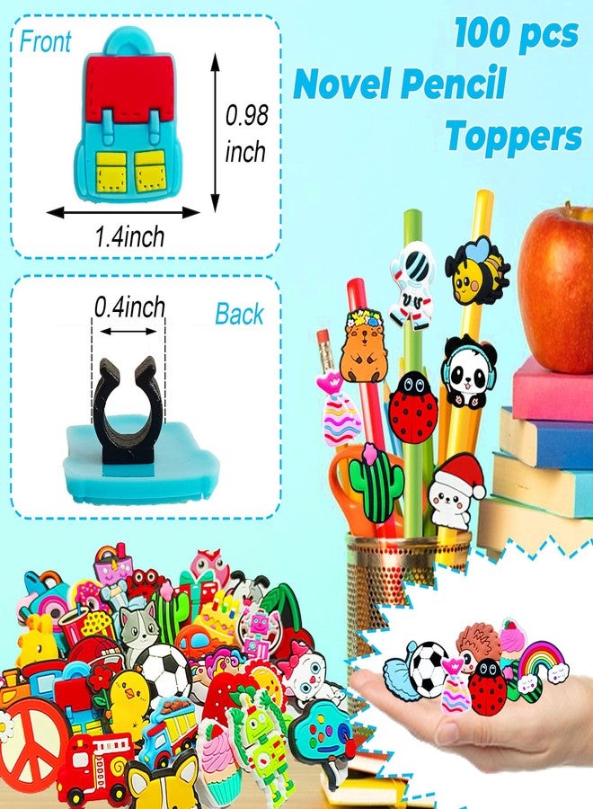 Blvochnnt 100 Pcs Pencil Toppers Decoration,Pen Straw Topper Clips Decor Bulk Pencils Topper Charm Accessories for Students Classroom Rewards Prize Shcool Supplies Gifts - Image 2