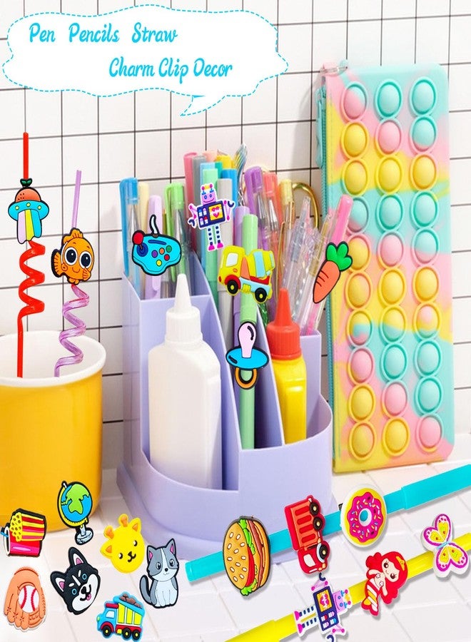 Blvochnnt 100 Pcs Pencil Toppers Decoration,Pen Straw Topper Clips Decor Bulk Pencils Topper Charm Accessories for Students Classroom Rewards Prize Shcool Supplies Gifts - Image 4
