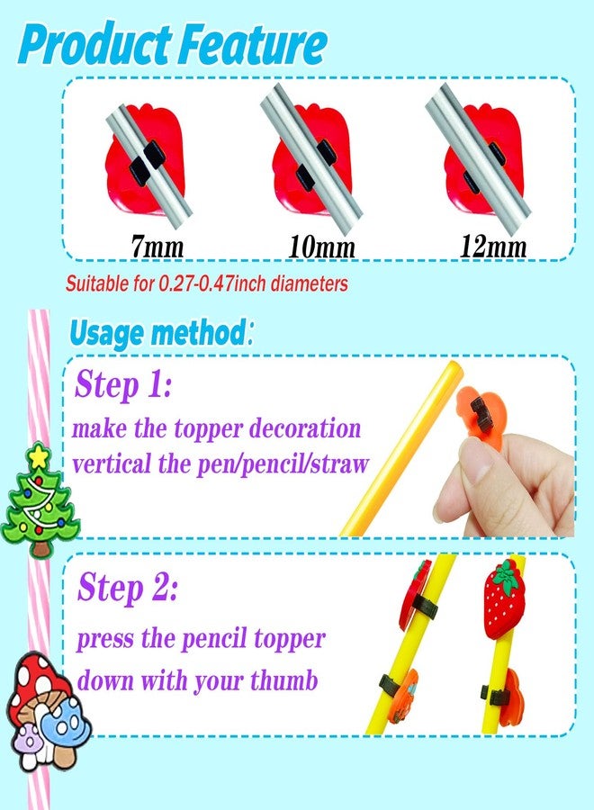 Blvochnnt 100 Pcs Pencil Toppers Decoration,Pen Straw Topper Clips Decor Bulk Pencils Topper Charm Accessories for Students Classroom Rewards Prize Shcool Supplies Gifts - Image 3