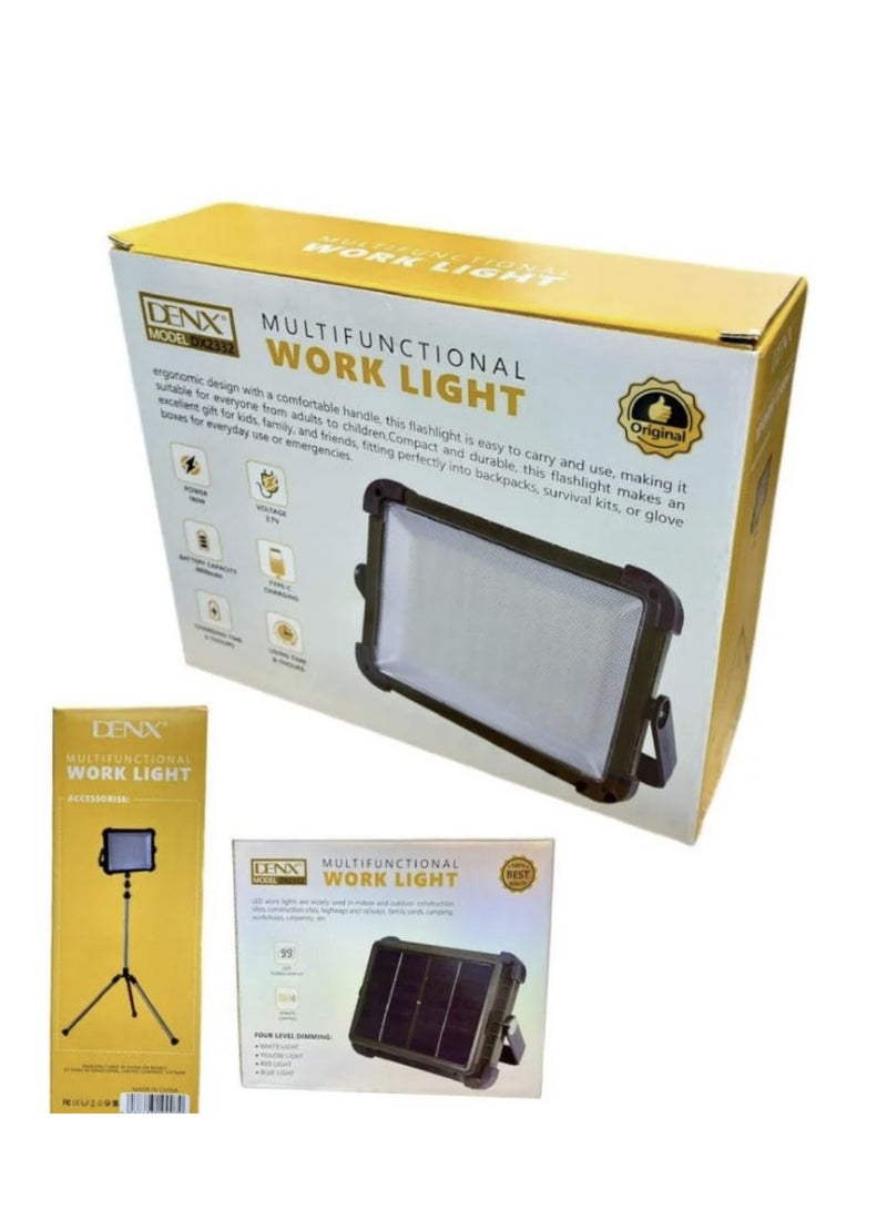 Denx 2.5m Solar Powered Electric Flood Light 180W 8800mAh Battery - Image 1