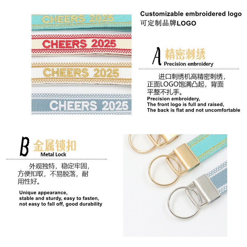Accessories 2025 Creative Jacquard Webbing Embroidered Letters Key Ring Buckle Mobile Phone Bag Pendant Gift - Image 4