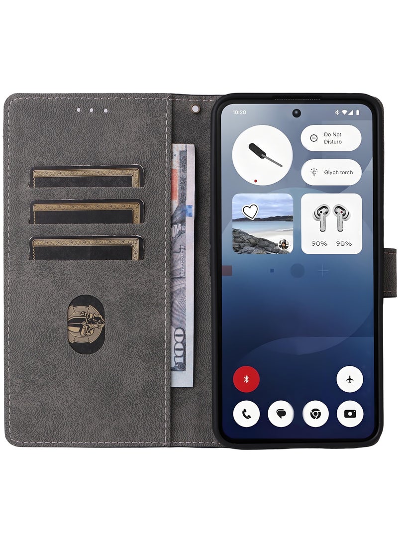غطاء فليب لهاتف Nothing Phone 3a مع حزام يد، غطاء هاتف قابل للطي من جلد PU يوفر حماية كاملة ومقاوم للصدمات، محفظة فوليوم بفرشاة مضادة للسرقة بتقنية RFID - Image 4