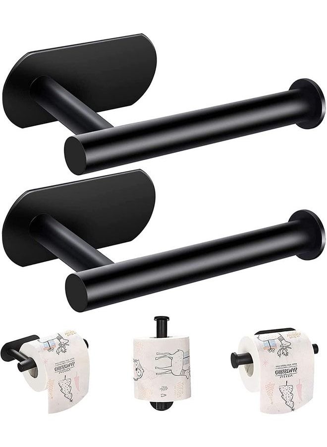 Arabest Toilet Paper Holder Self Adhesive Bathroom Paper Towel Roll Holder Wall Mount, SUS 304 Stainless Steel(Black-2pcs)  - Image 1