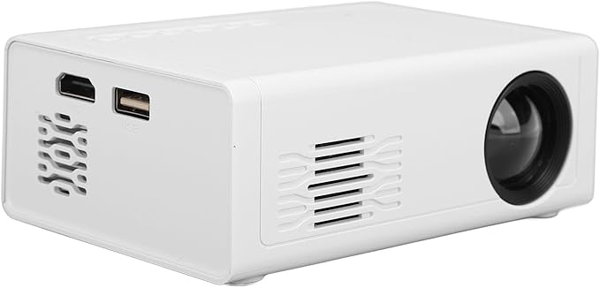 White Portable Projector 1080P HD USB AV Built In Speaker For Smartphone Tablet Laptop TV Game Console Outdoor Camping US Plug - Image 1