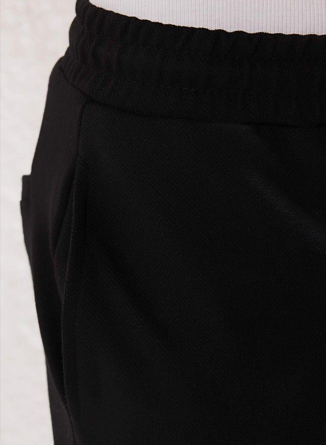 trendyol Black Regular Fit Knitted Flexible Comfortable Waist Tie Elastic Double Leg Pants - Image 4