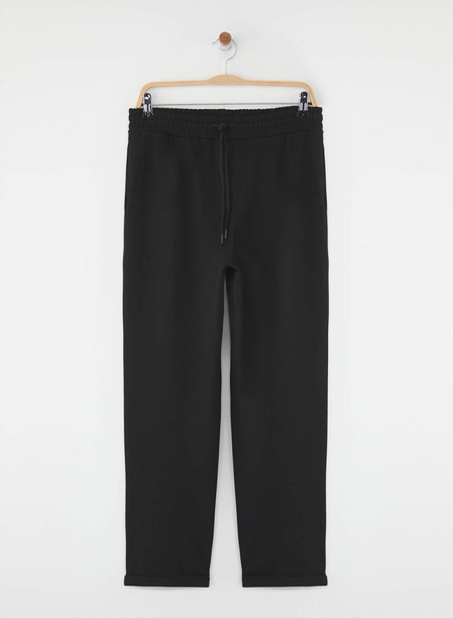 trendyol Black Regular Fit Knitted Flexible Comfortable Waist Tie Elastic Double Leg Pants - Image 5