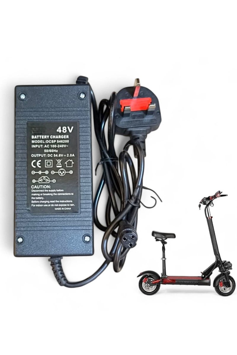 48V Electric Scooter Charger with 3 Outlets, 54.6V=2.0A - Image 1