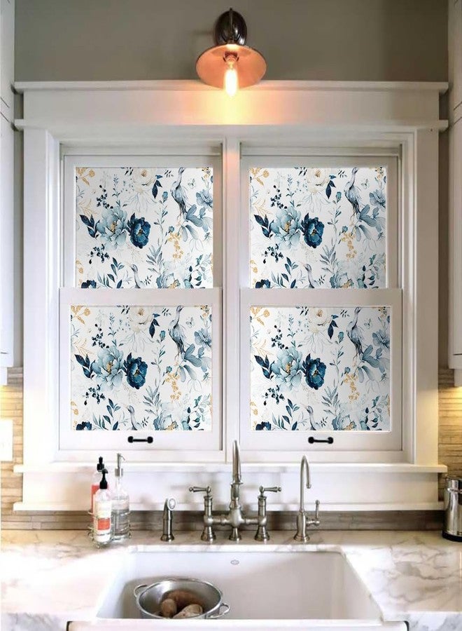 MuralPeel ورق جدران MuralPeel بتصميم زهور الفاوانيا العتيقة باللونين الأبيض والأزرق، سهل اللصق والإزالة، مناسب لغرف النوم والخزائن، ومناسب للمستأجرين. - Image 4