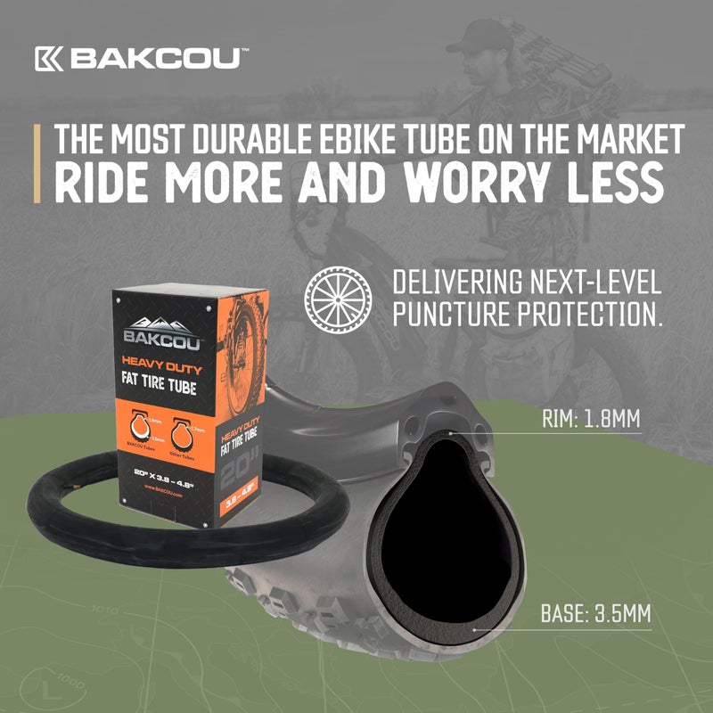 Bakcou - 26x4 Heavy-Duty Fat Tire Tube - Military-Grade Butyl Rubber, Schrader Valve, 3.5mm Thickness - Compatible with Electric & Mountain Bikes - Image 3