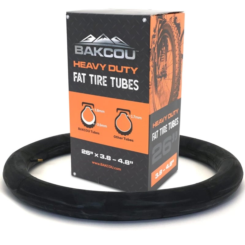 Bakcou - 26x4 Heavy-Duty Fat Tire Tube - Military-Grade Butyl Rubber, Schrader Valve, 3.5mm Thickness - Compatible with Electric & Mountain Bikes - Image 1