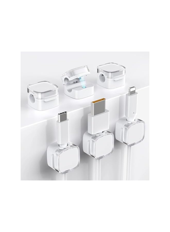 Green Tiger Cord Organizer, Magnetic Cable Clips Under Desk Cable Management, Strong Adhesive Wire Holder Keeper for Office, Home, Kitchen Appliances, Bedroom, Car Wall Nightstand (Crystal White, 6 Pack) - Image 2