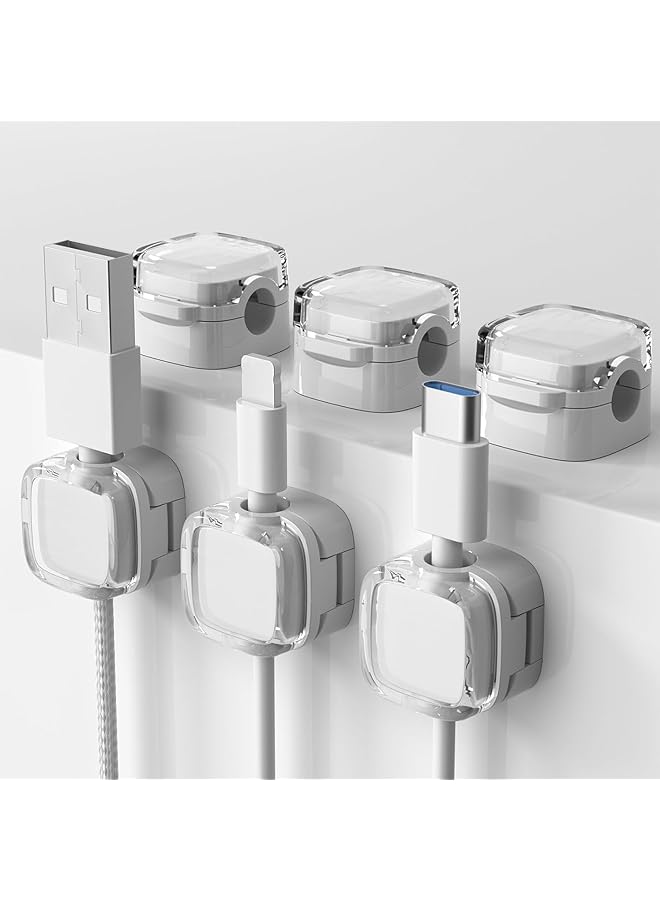 Green Tiger Cord Organizer, Magnetic Cable Clips Under Desk Cable Management, Strong Adhesive Wire Holder Keeper for Office, Home, Kitchen Appliances, Bedroom, Car Wall Nightstand (Crystal White, 6 Pack) - Image 1