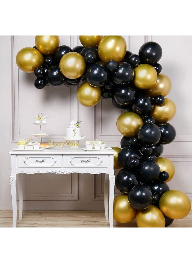 PartyWoo Gold And Black Balloons 60 Pcs Of Black Balloons Gold Metallic Balloons For Black Gold Party Decorations Hip Hop Party Decorations Hollywood Party Decorations Disco Party Decorations  - Image 3