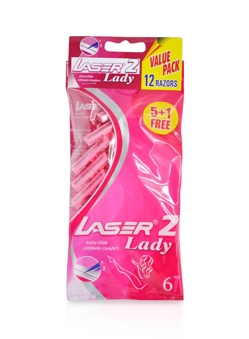 Lady Twin Blade Disposable Shaving Razor For Women 5+1 x 2
