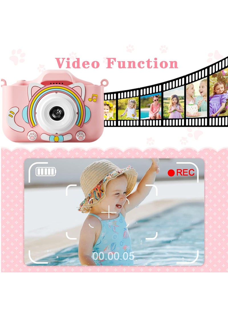 Oasis Casa Kids Camera Toy for Girls, 64GB Rechargeable Kids Toy Digital Camera Gift for 6+ Year Old Kids Girls Toddlers, Photos Selfies 1080P Videos Stickers MP3 Timer Multi Functions, Pink  - Image 4